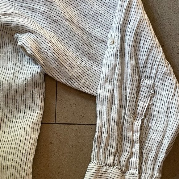 Jones New York 100% Linen Shirt -Size 2x - Black stripes on white - Picture 10 of 11